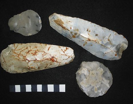 flint hand axes and scrapers